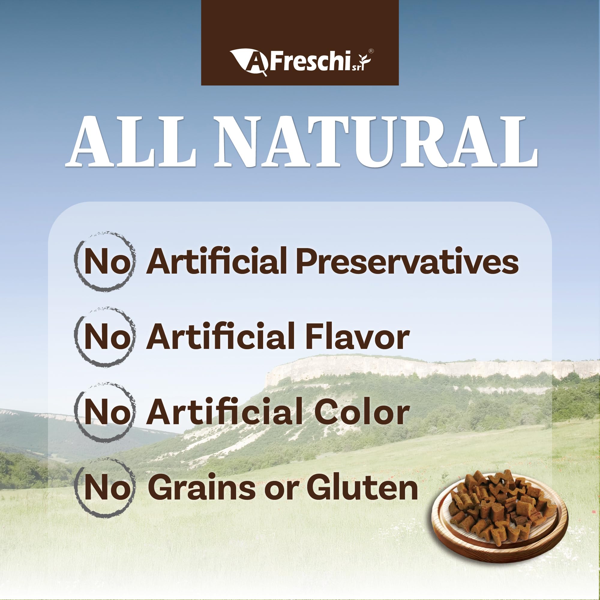 A Freschi srl etiqueta AAFCO, nutrición completa para perros adultos.