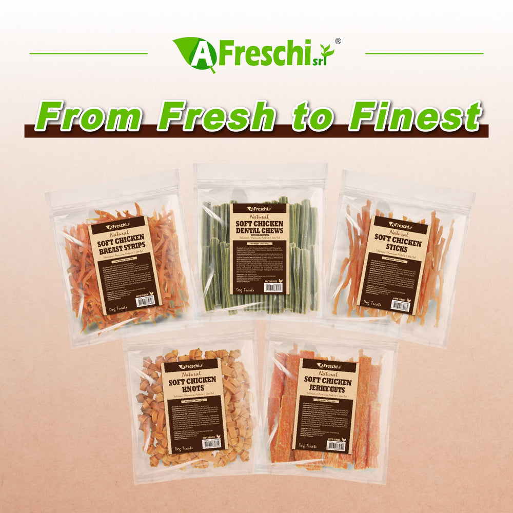 Premios sin aditivos y sin granos de A Freschi srl para perros.