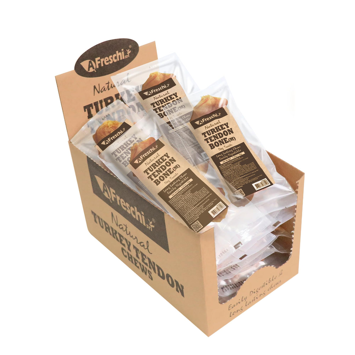 Tendones de pavo de A Freschi srl para perros de EE. UU., snack proteico.
