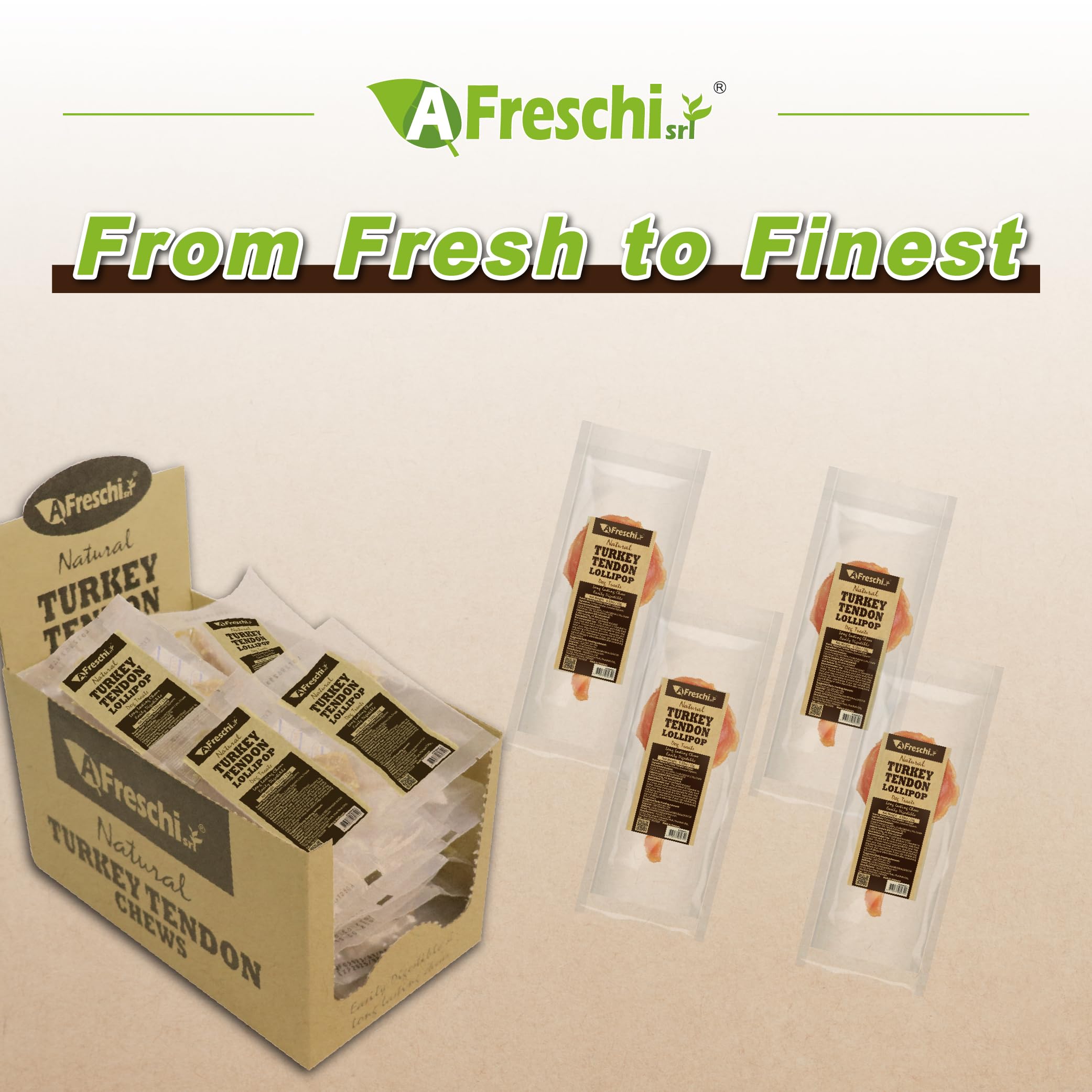 Pack de 4 tendones de pavo A Freschi, ideal para masticación sostenida