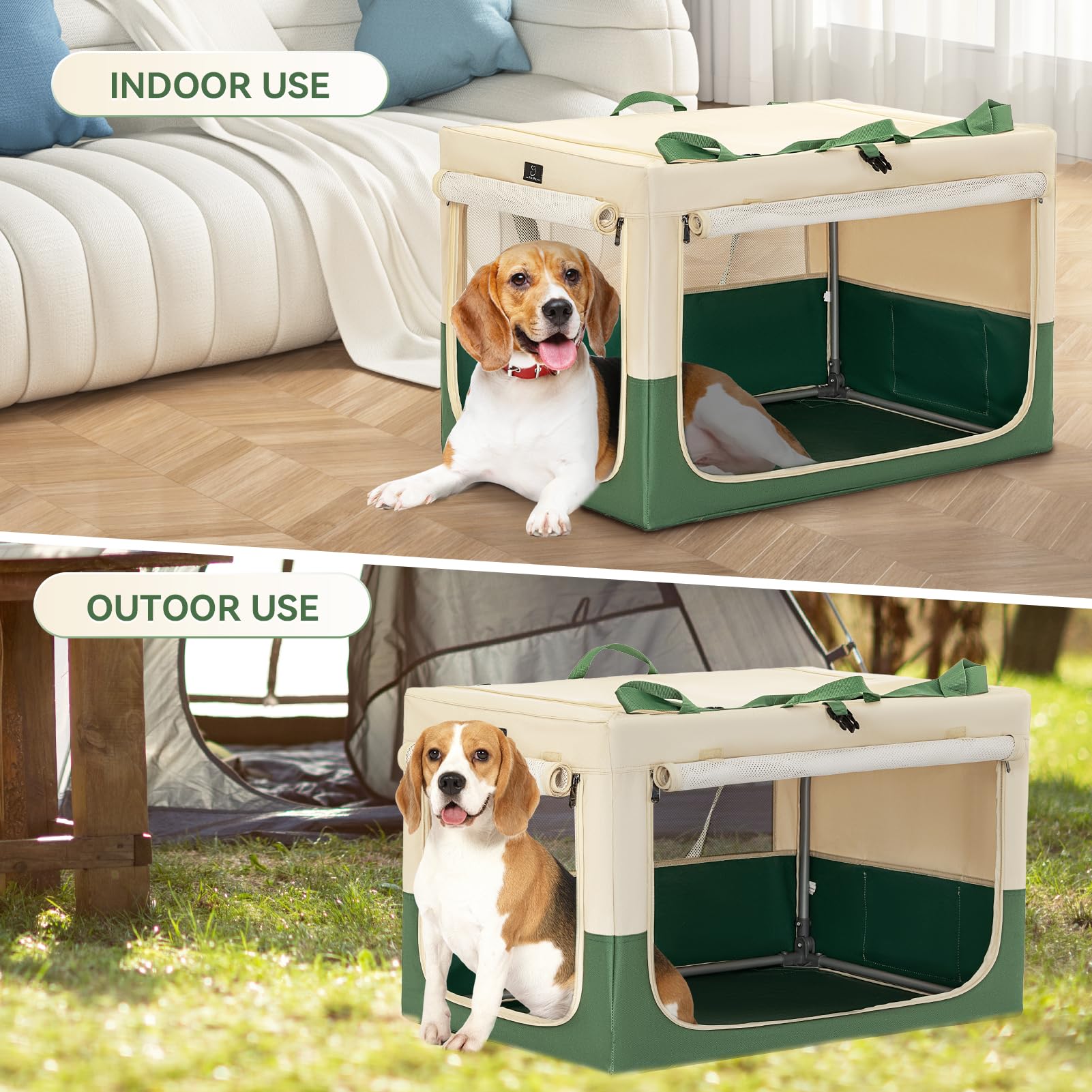 A 4 Pet tres ventanas de malla para ventilación y visibilidad.
