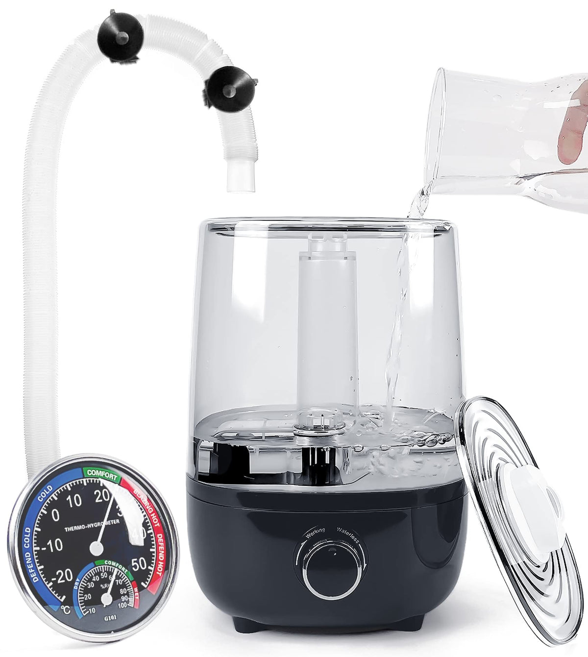 AUAAQ llenado superior: vista del tanque 4L para rellenado fácil y rápido.