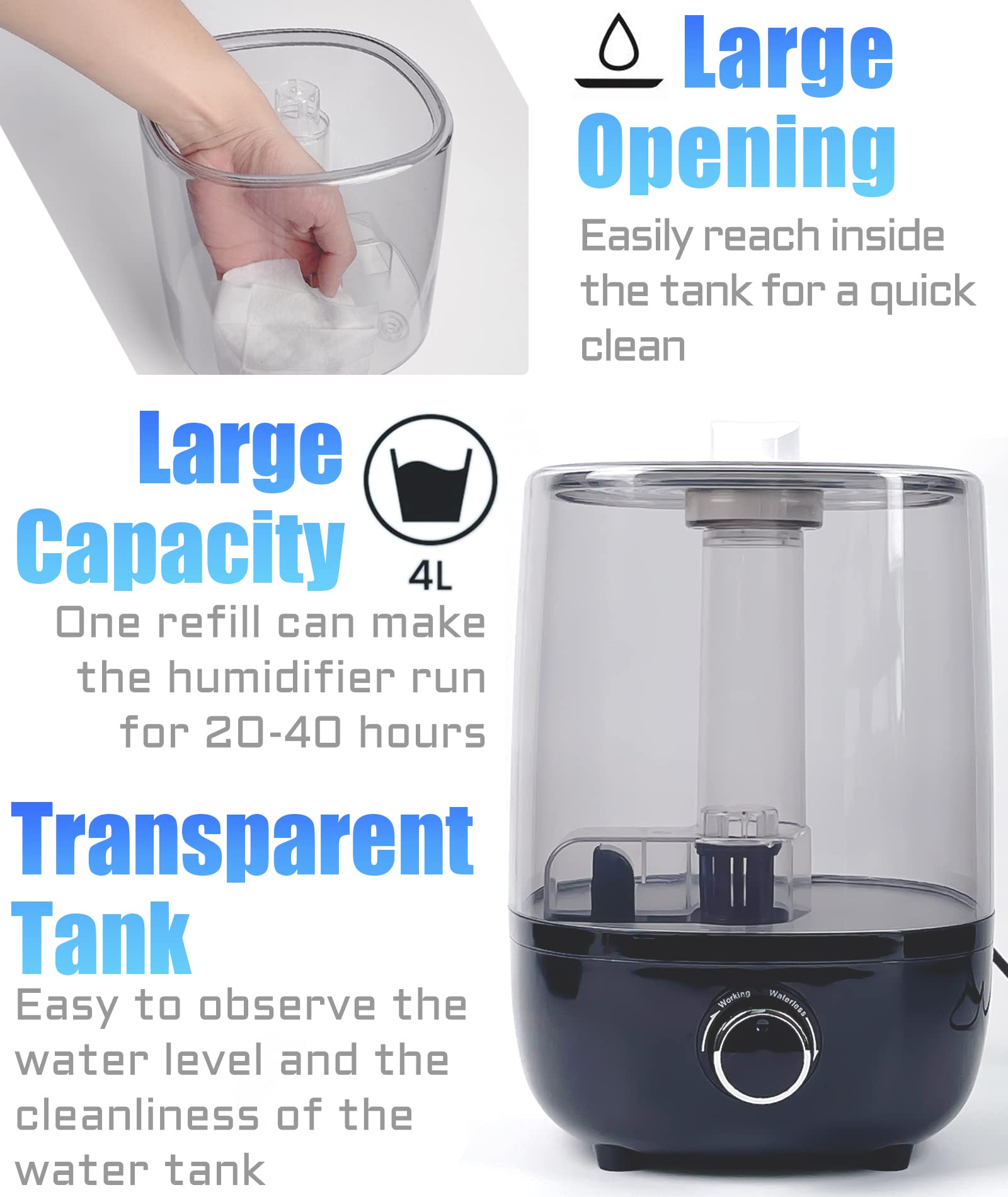 AUAAQ tanque-grande-4l-visible: capacidad suficiente para sesiones prolongadas.