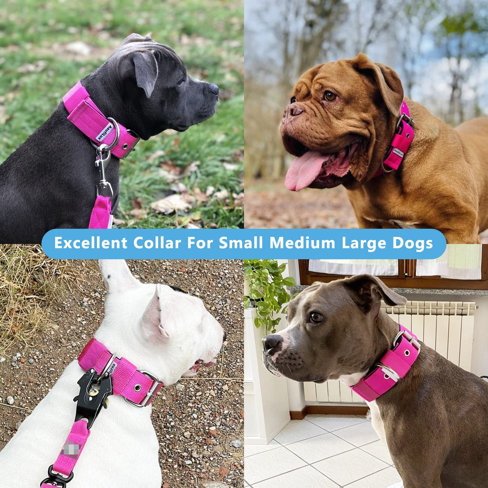 Cierre de pin metálico ajustable en el collar táctico AaufiLux rosa.