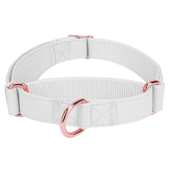 AaufiLux collar martingale con cuero suave y acabado rosa-oro para perros