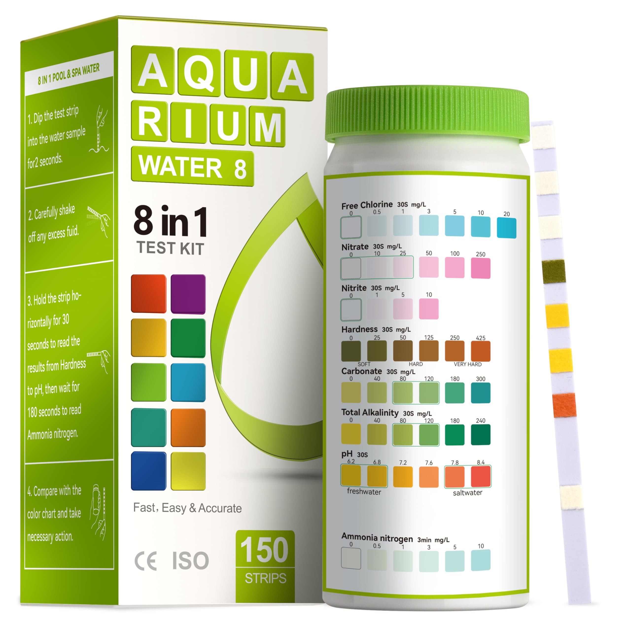 AAwipes kit de prueba 8 en 1 para acuario, lectura rápida y precisa