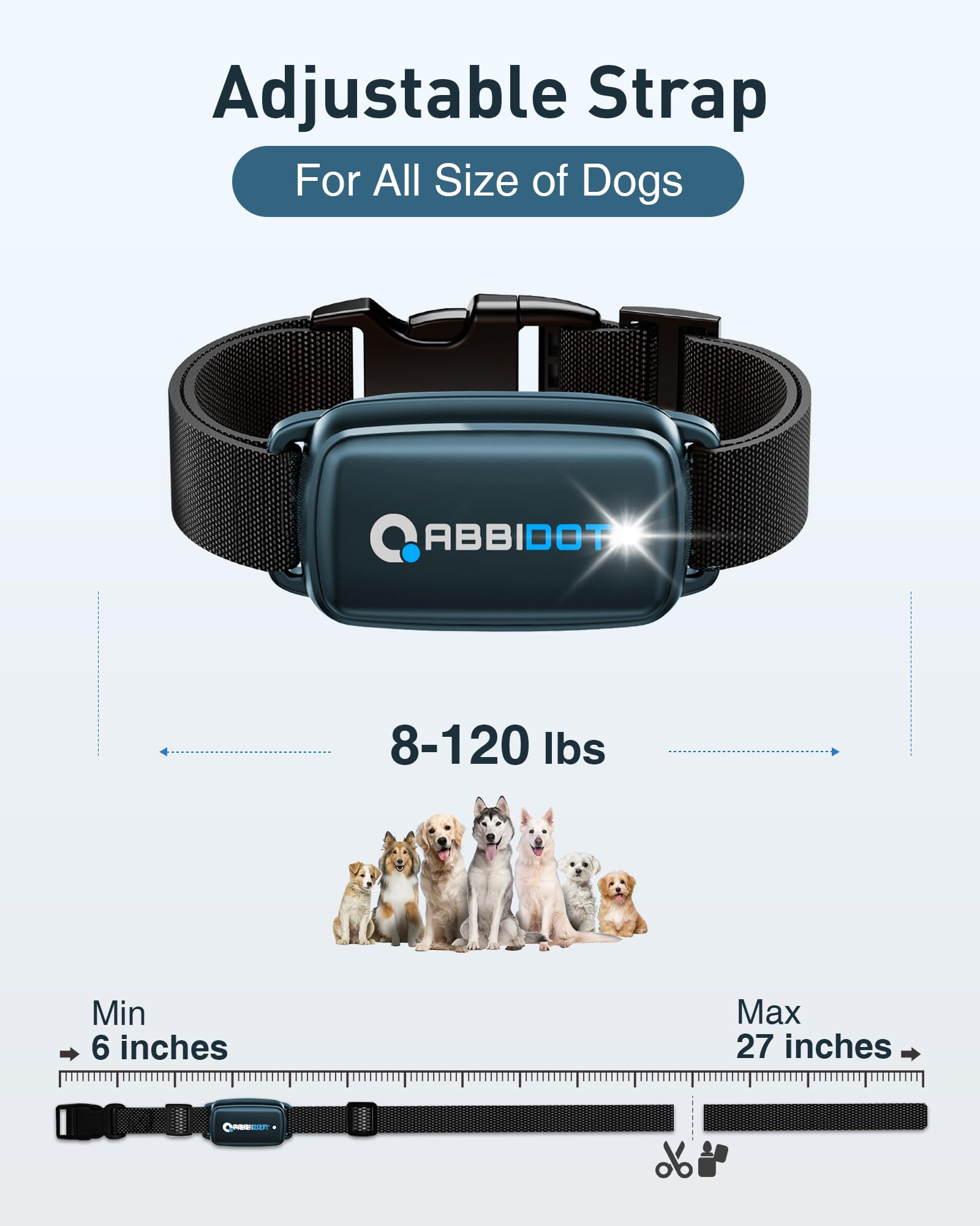 ABBIDOT collar-entrenamiento-perro-luz-LED, localización en poca luz.