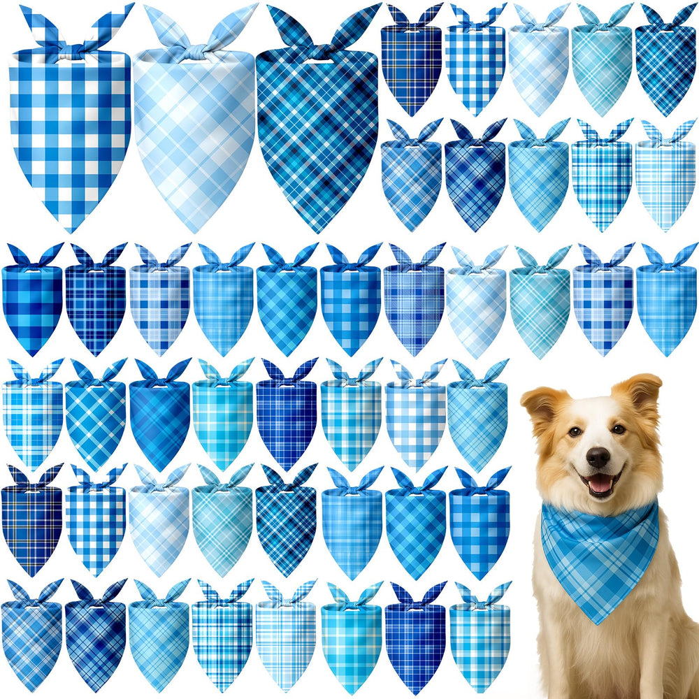 Abbylike banda­na azul de invierno con cuadros para perros, ideal para sesiones de fotos