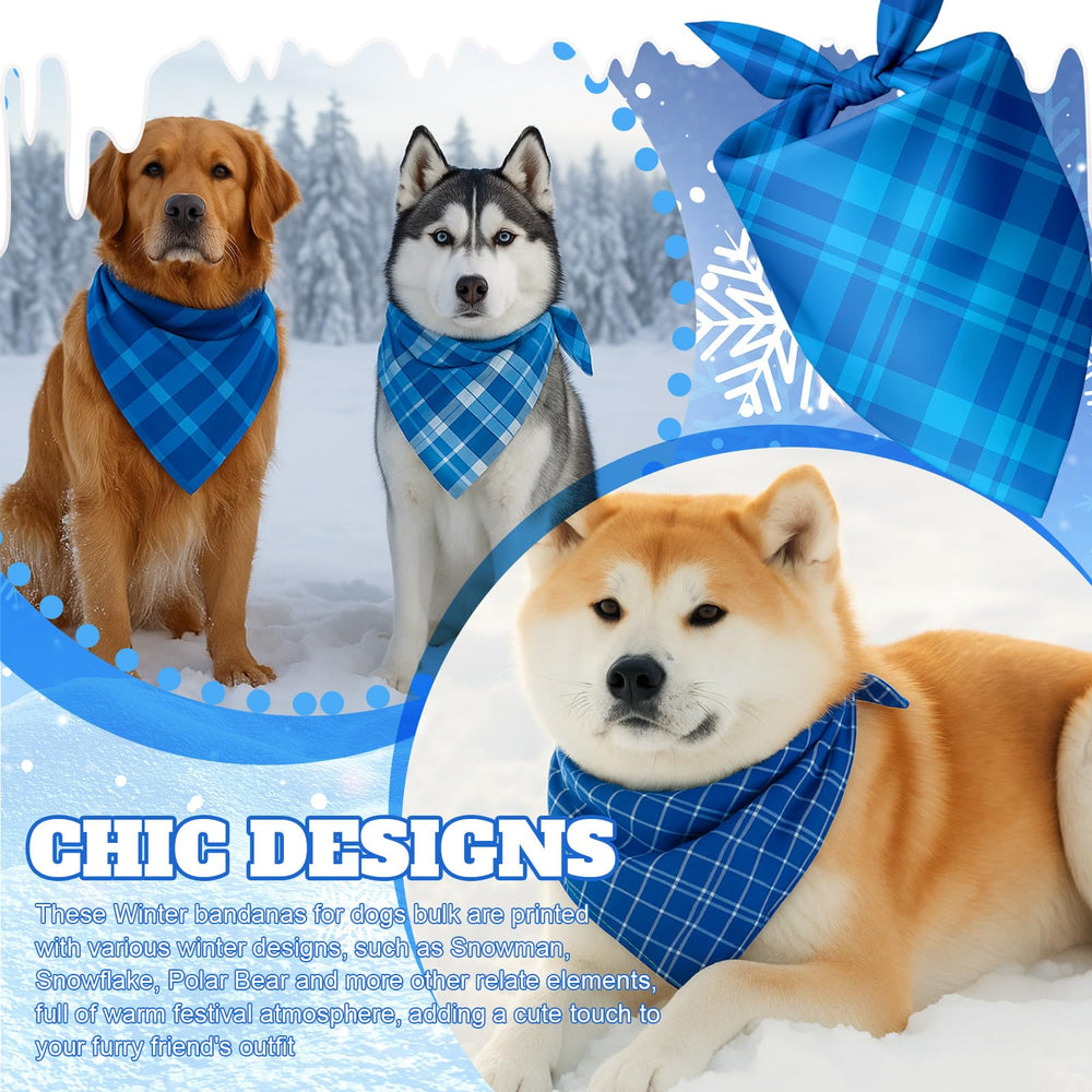 Abbylike banda­na azul a cuadros triangular para perros, perfecta para fiestas y paseos