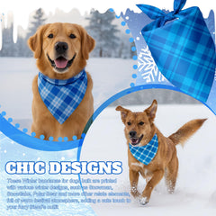 Bandana de Abbylike de invierno para perro con cuadros azules doblada.