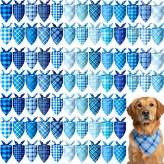 Bandana de Abbylike de invierno para perro con cuadros azules en vista frontal.