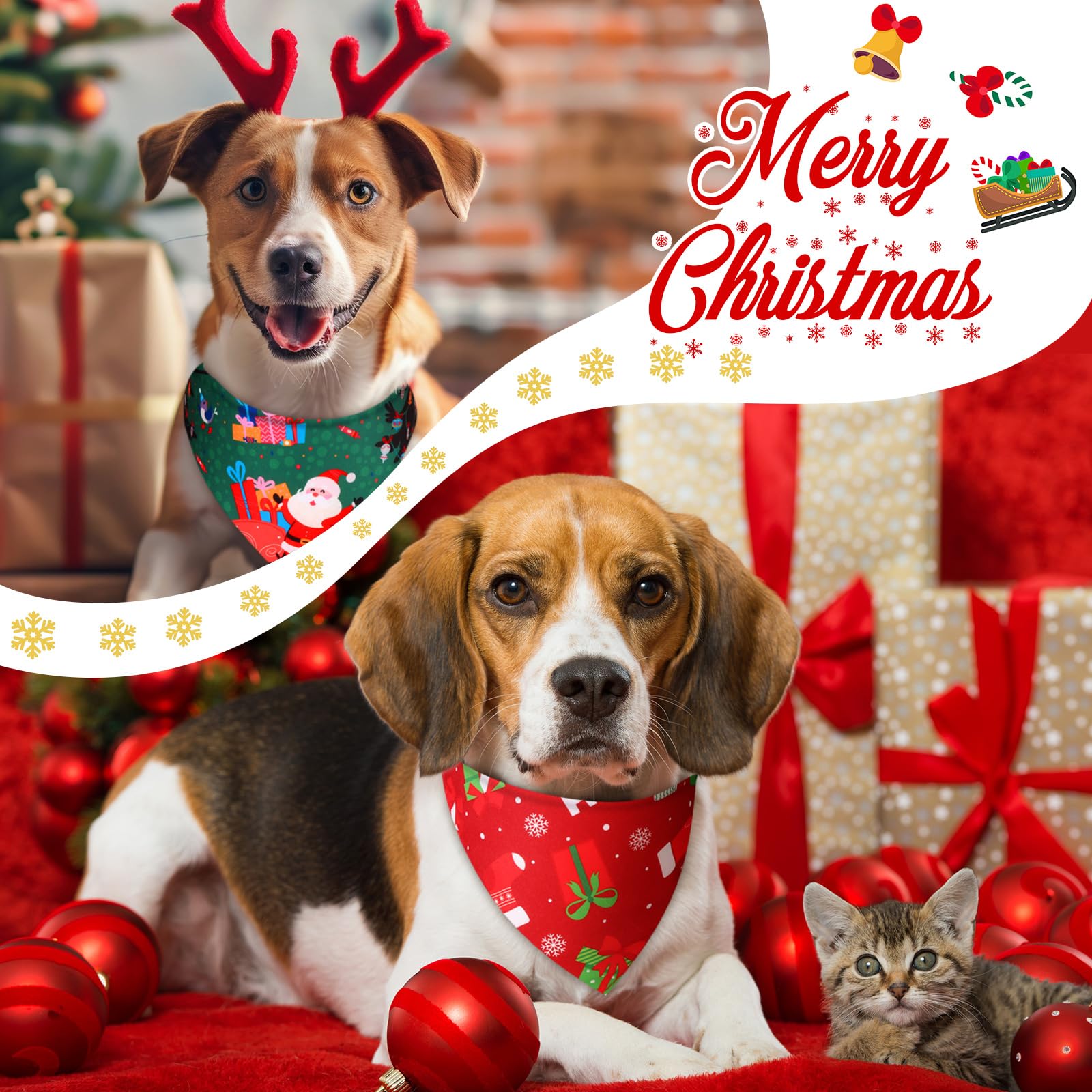 Abbylike bandana navideña con Santa para perros, ideal para fiestas y fotos.