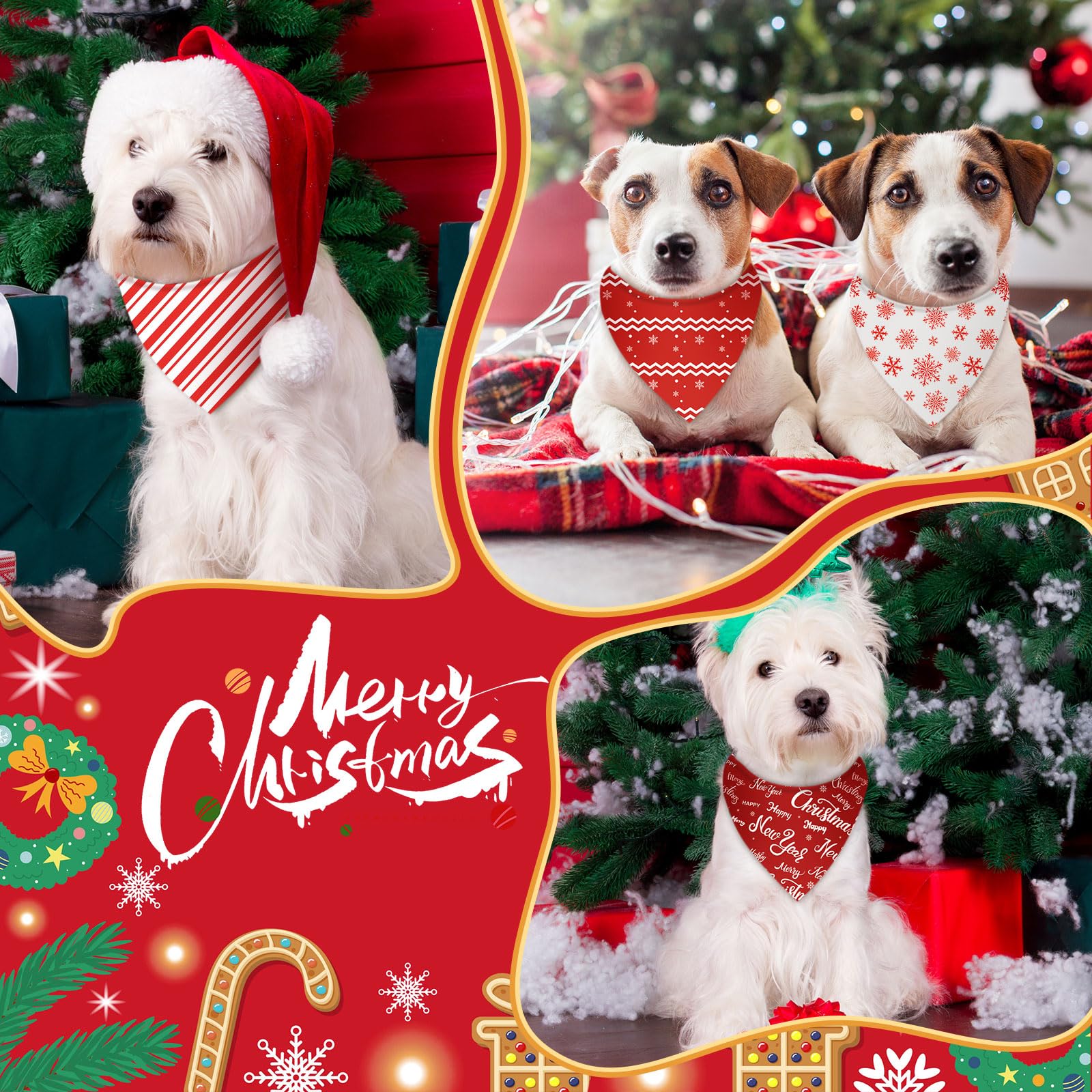 Bandanas Abbylike para perros con bastón de caramelo, excelente para fotos de temporada