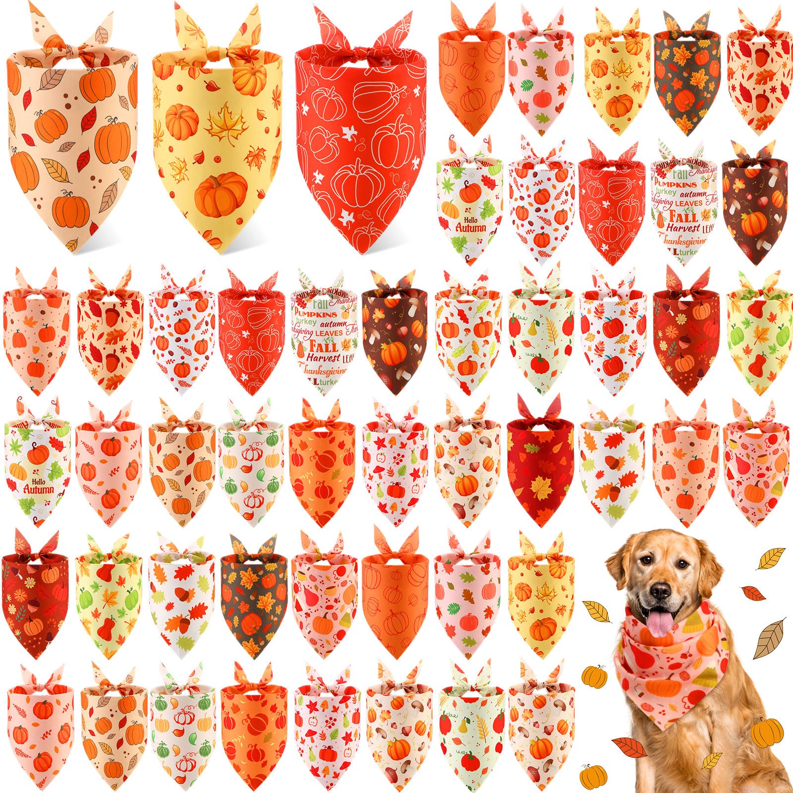 Bandanas Abbylike para perros con calabaza, ideal para fiestas otoñales y fotos.