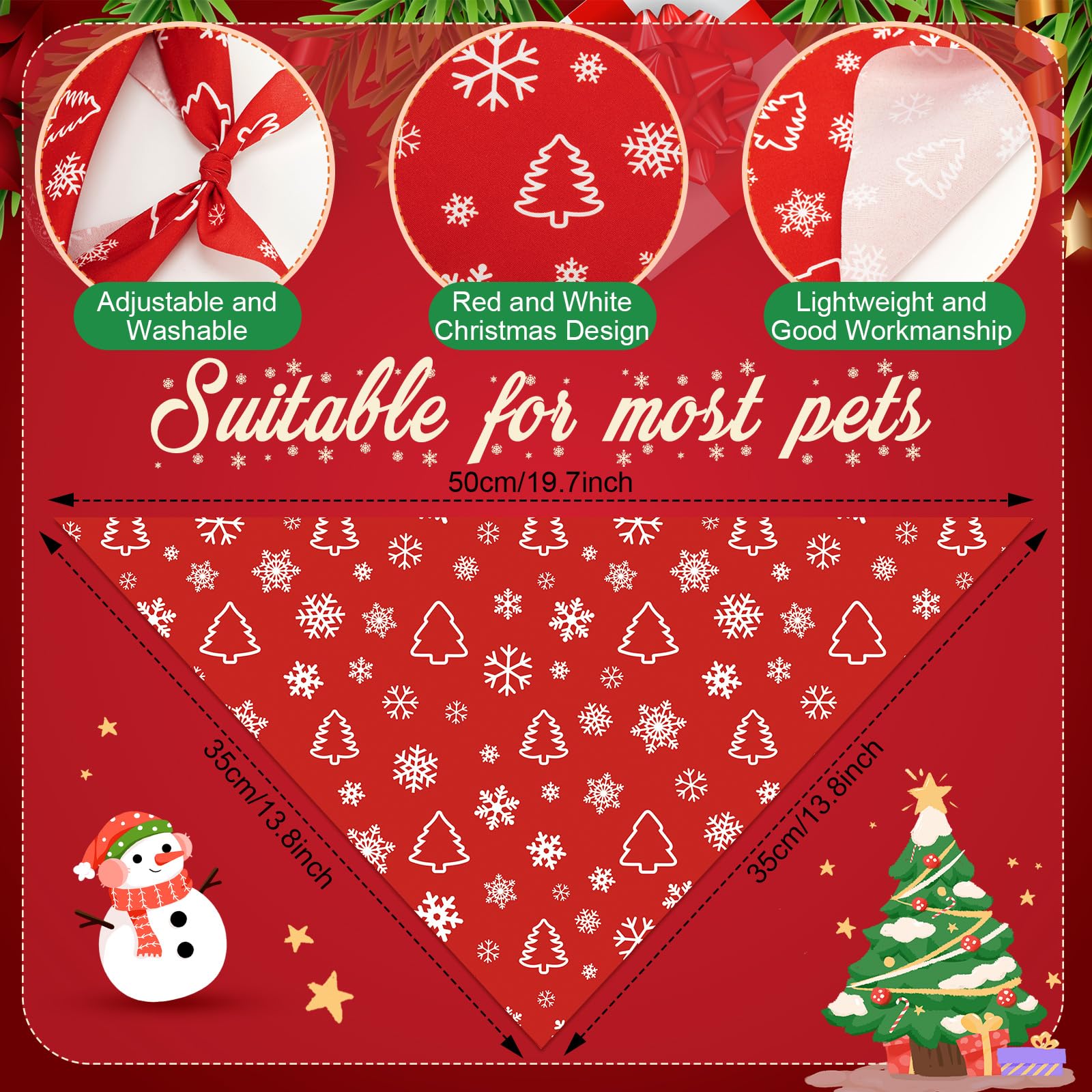 Bandanas Abbylike para perros con diseño de Santa, ideal para sesiones de fotos