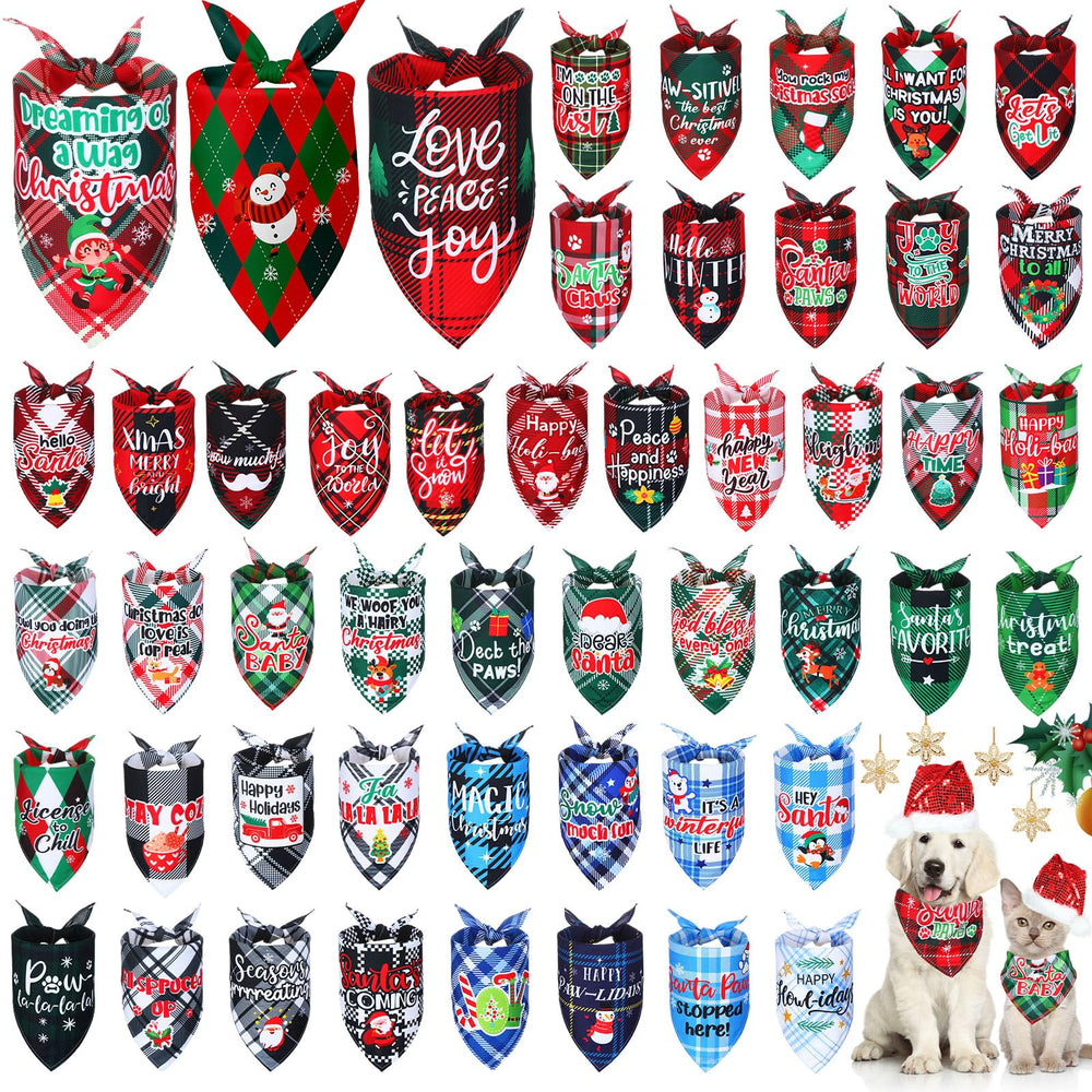 Bandanas Abbylike para perros y gatos en cuadros rojos, ideal para vestir durante la Navidad