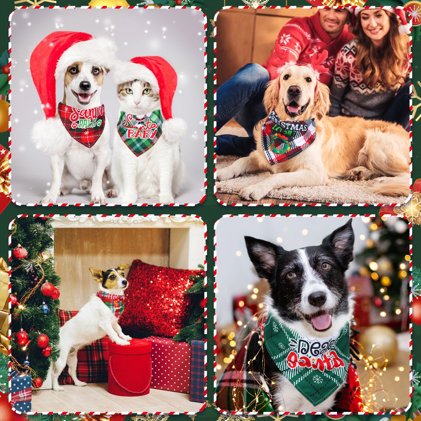 Bandanas Abbylike para fotos navideñas, añade encanto y color a tus mascotas