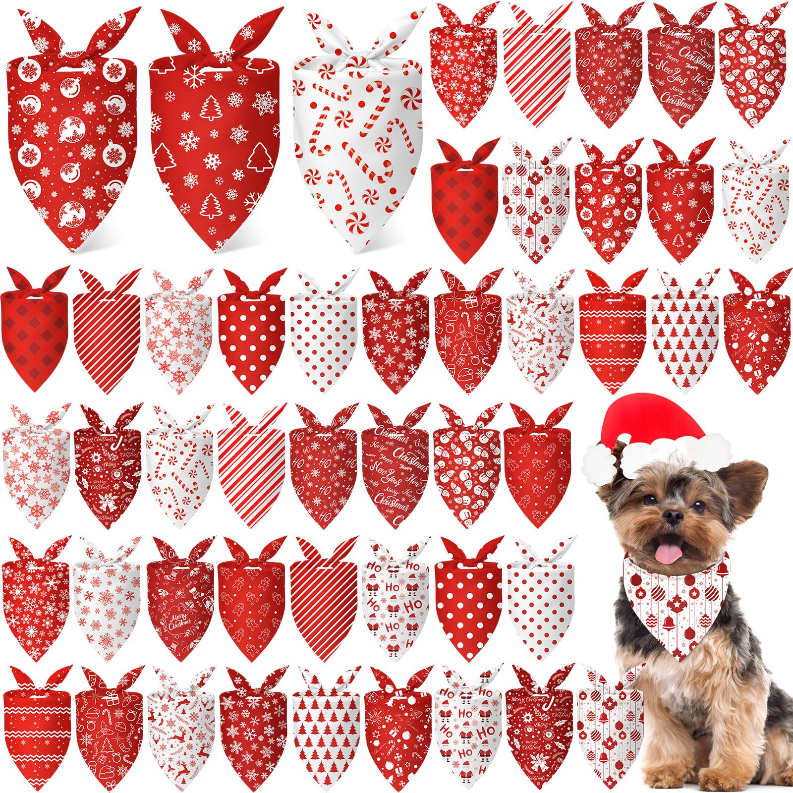 Bandanas Abbylike para perros con puntos rojos y blancos, ideales para fotos festivas