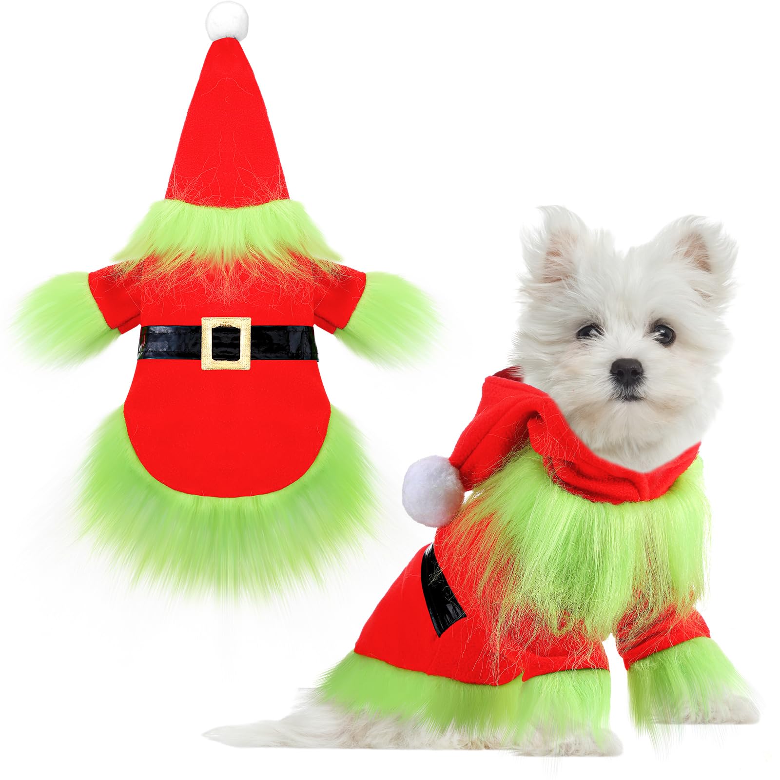 Abbylike disfraz navideño para perro con hoodie y gorro, ideal para fiestas.
