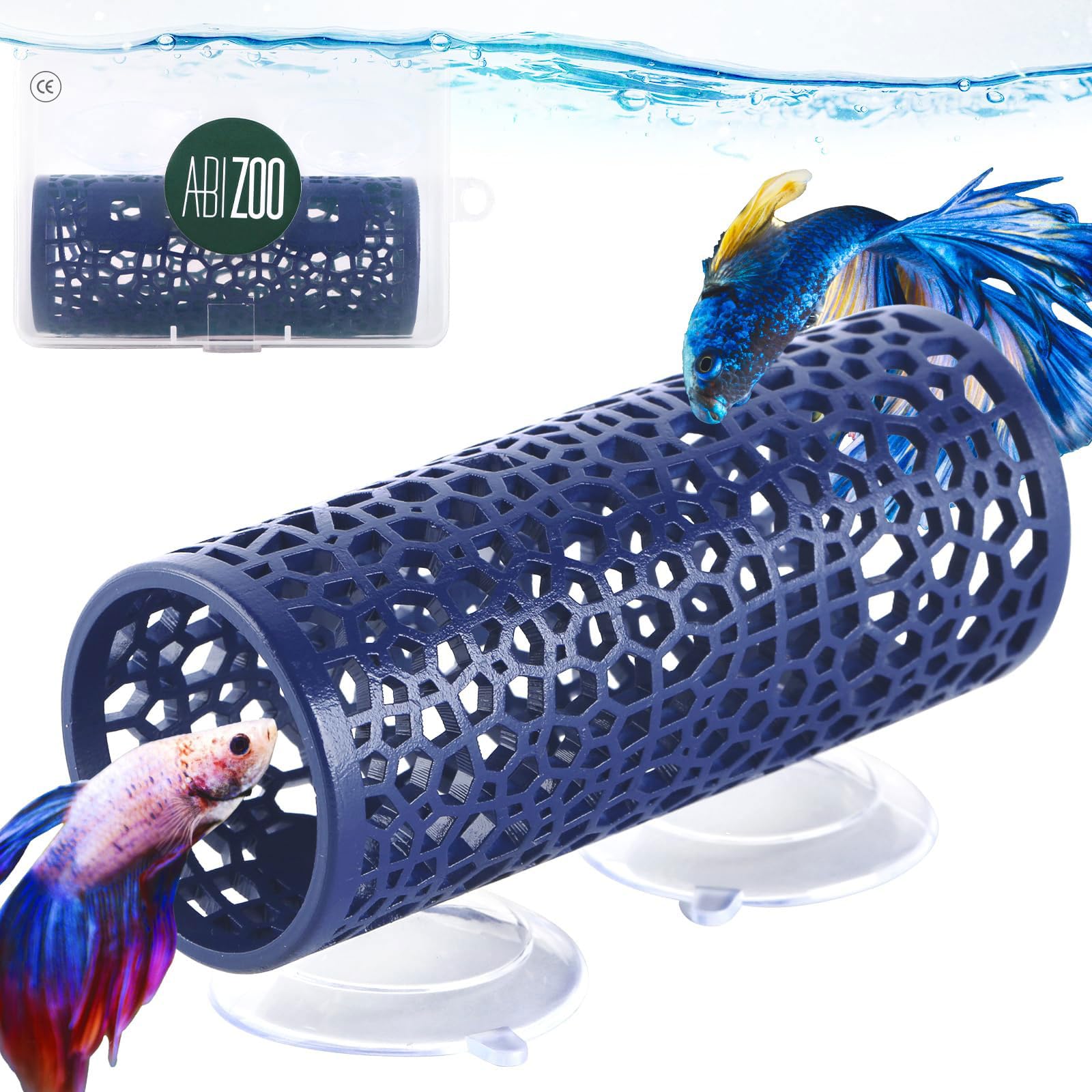 Abizoo tunel Betta azul marino: refugio seguro para peces pequeños.