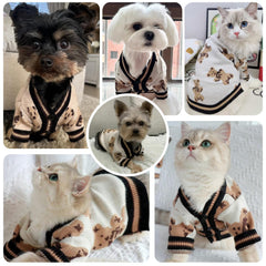 ABRRLO chaleco de punto para perro pequeño con patrón oso, elegante para salidas.