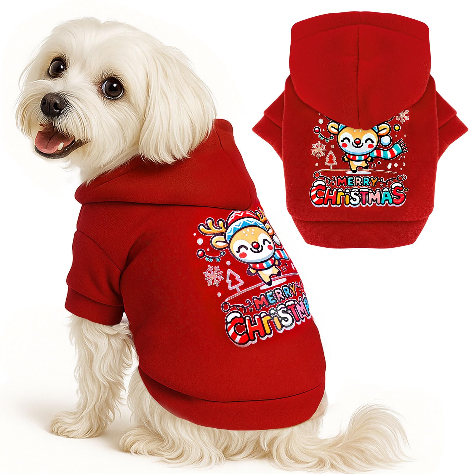 ABRRLO chaqueta con capucha para perro pequeño, ideal para salidas navideñas