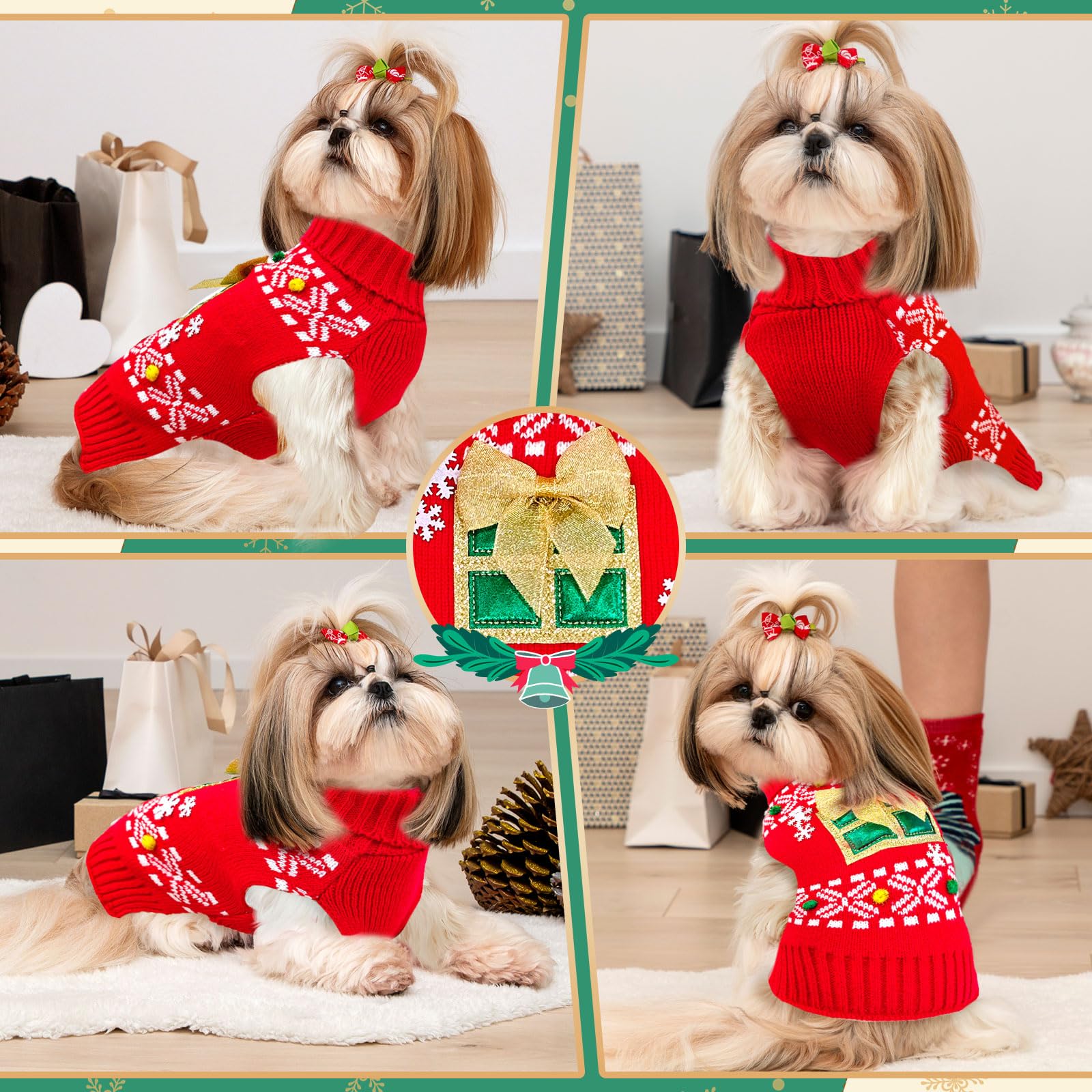 ABRRLO sudadera navidad trasera con copo de nieve para mascotas.