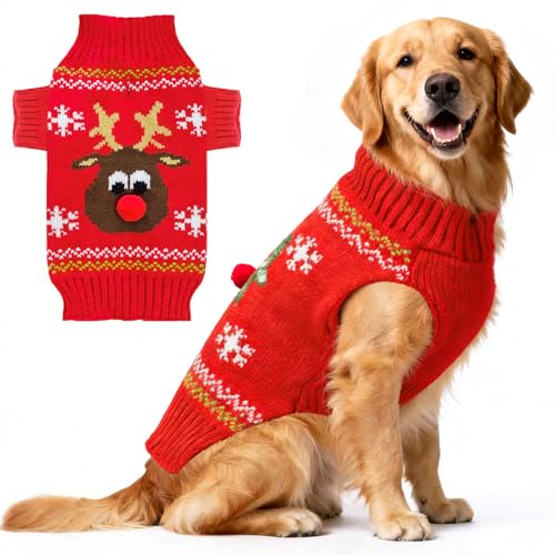 ABRRLO sudadera navideña para perro con duende, ideal para fiestas y fotos festivas.