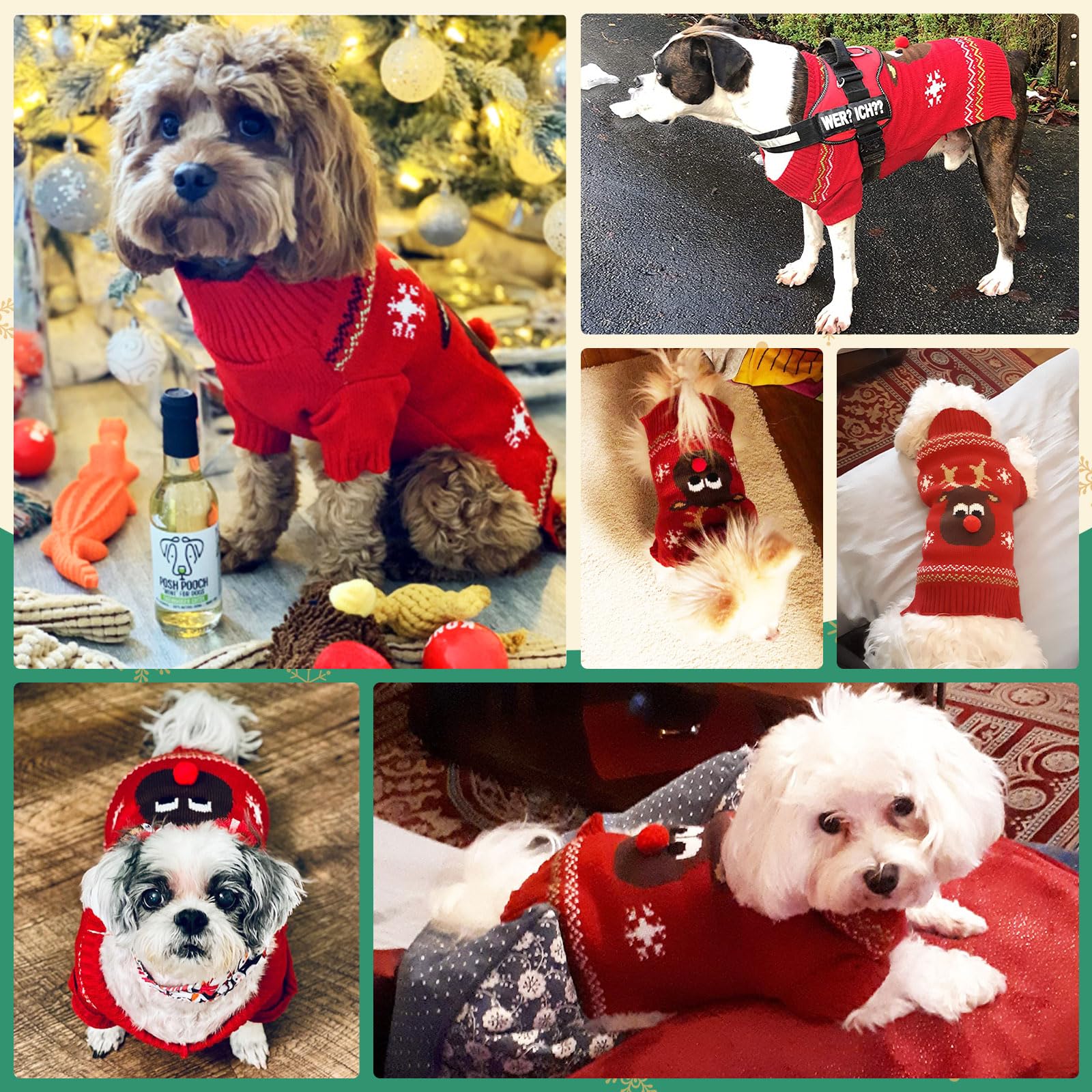 ABRRLO sudadera navideña para perro lavable a máquina, práctica y duradera.