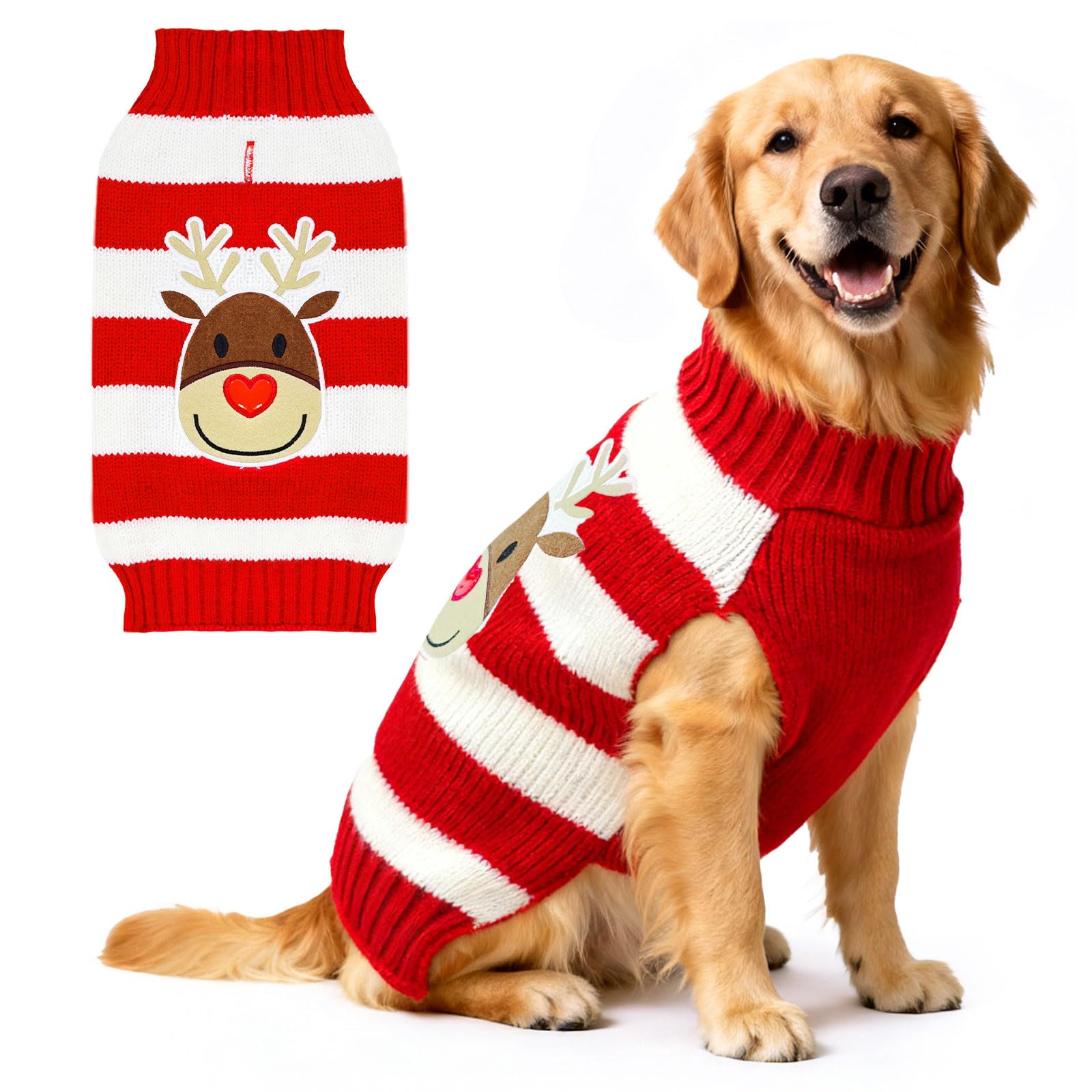 ABRRLO sudadera navidad para perro con reno y rayas, ideal para la fiesta