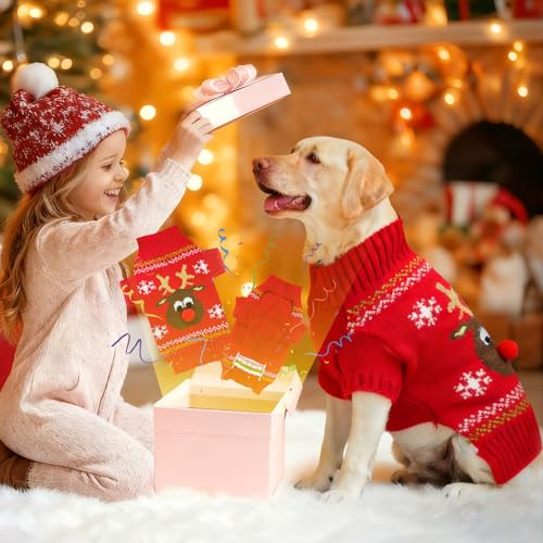 ABRRLO sudadera navideña para perro reno, añade encanto cálido a cada salida.