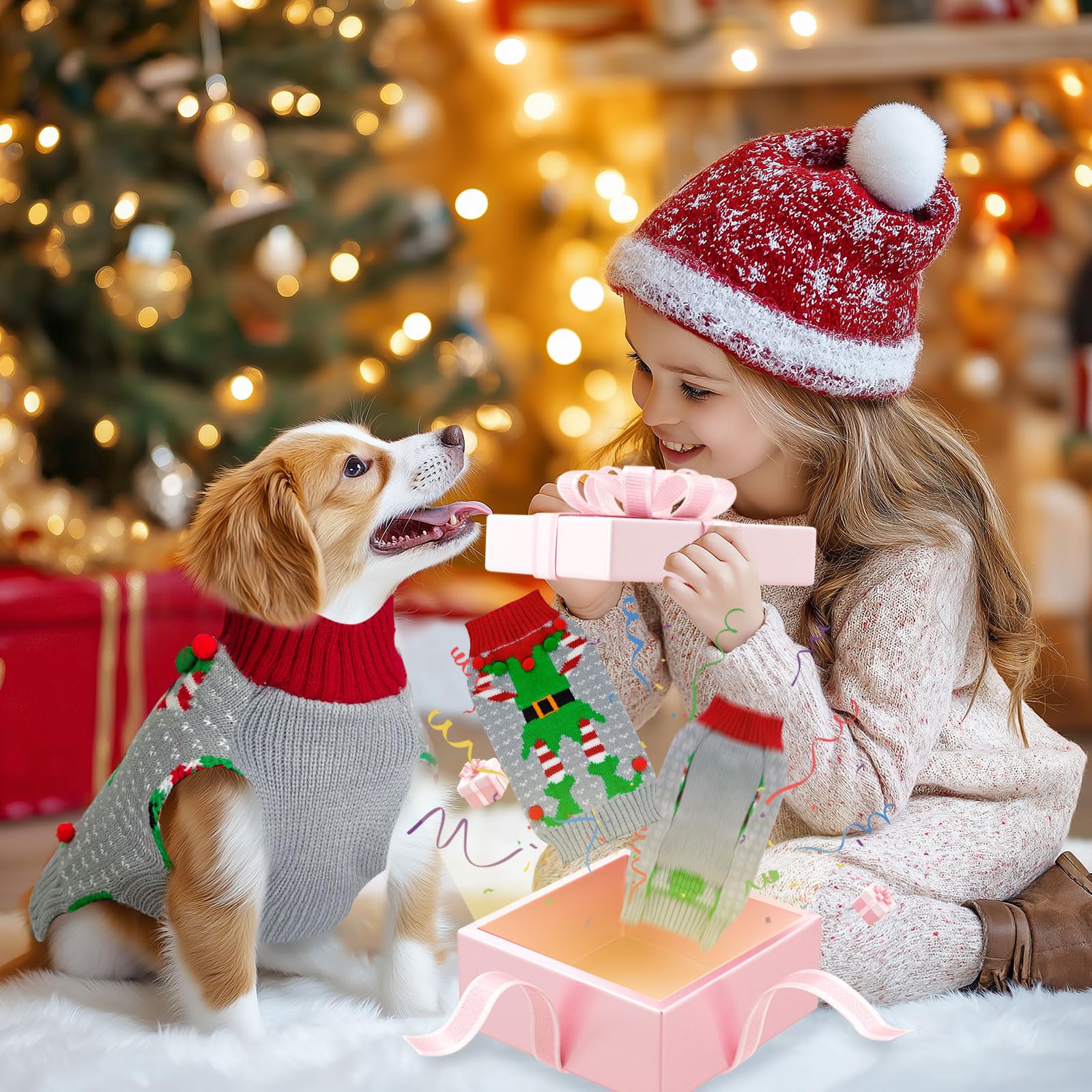 abrrlo sueter navidad perro reno, cálido para salidas invernales