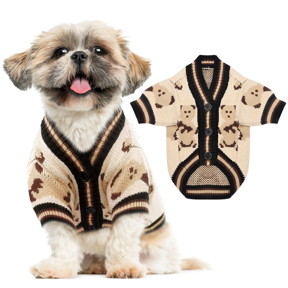 ABRRLO sudadera para perro pequeño con patrón oso, cálida y a la moda.