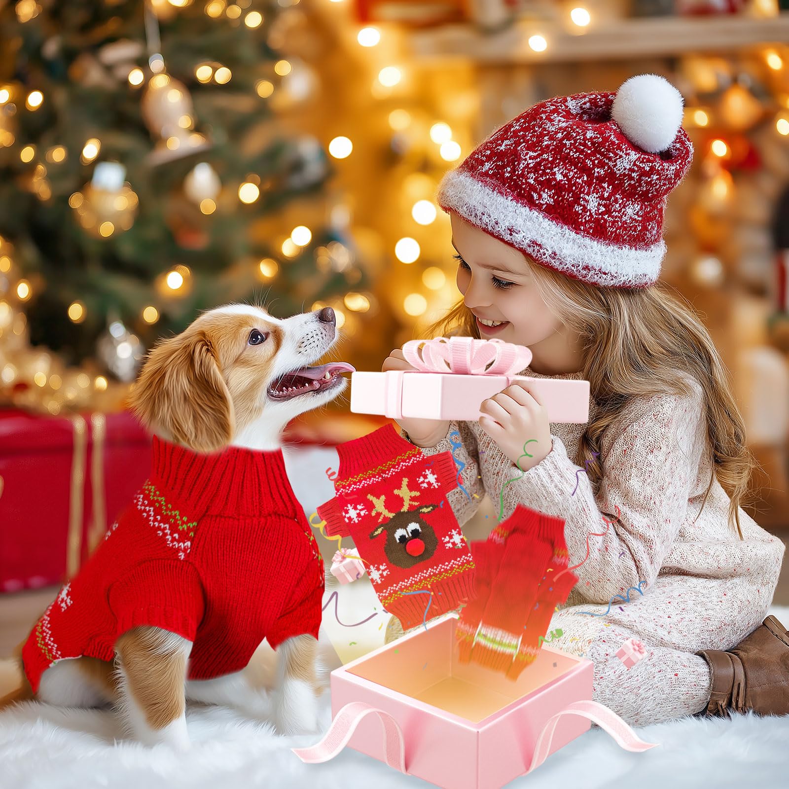 ABRRLO suéter para perro con reno, perfecto para eventos invernales y calidez.