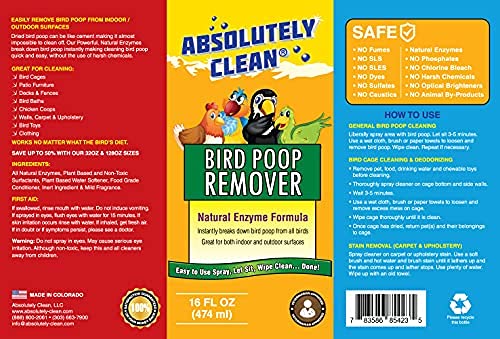 Absolutely Clean aplicación interior y exterior para manchas de aves.