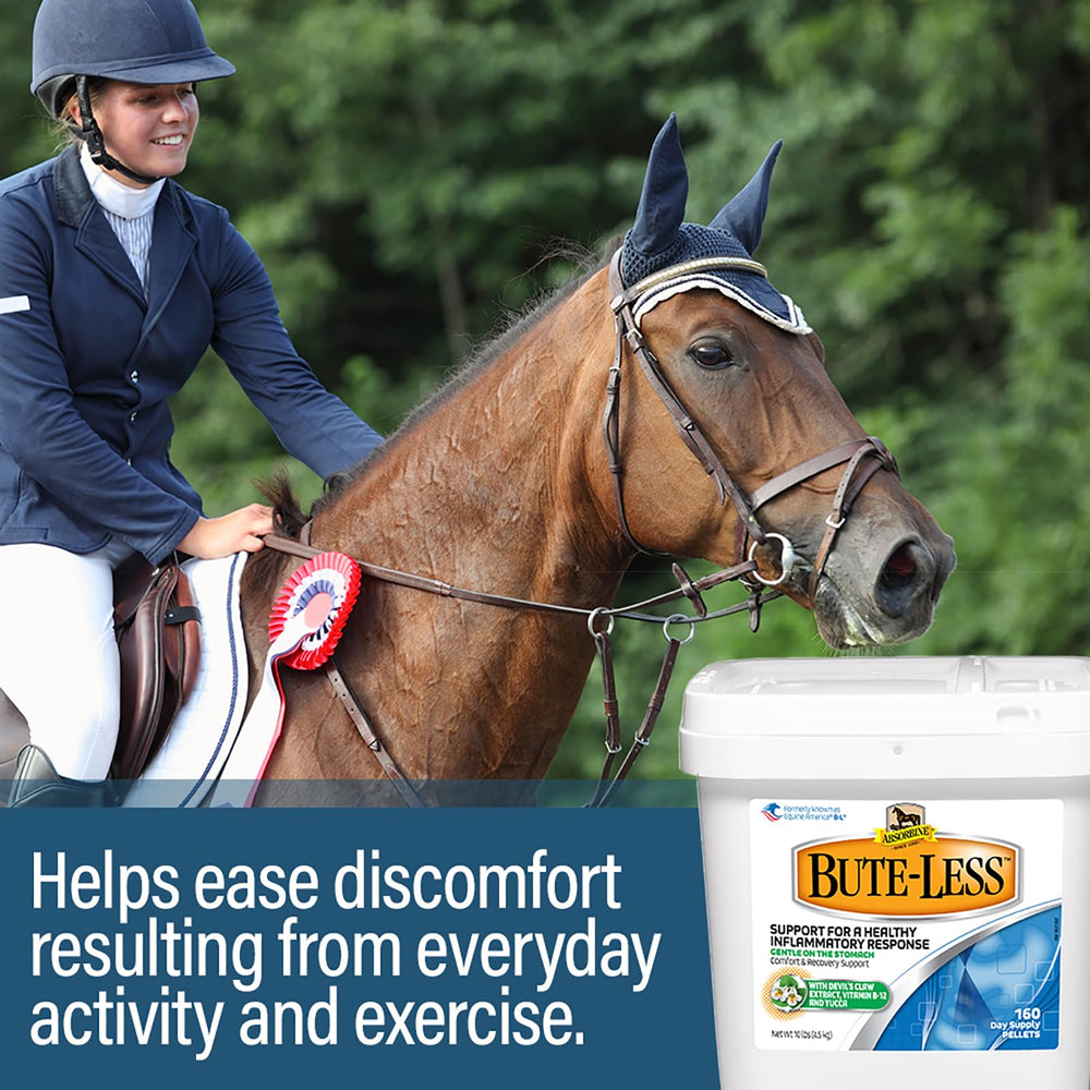 Absorbine Bute-Less: apoyo suave para la movilidad y bienestar de caballos.