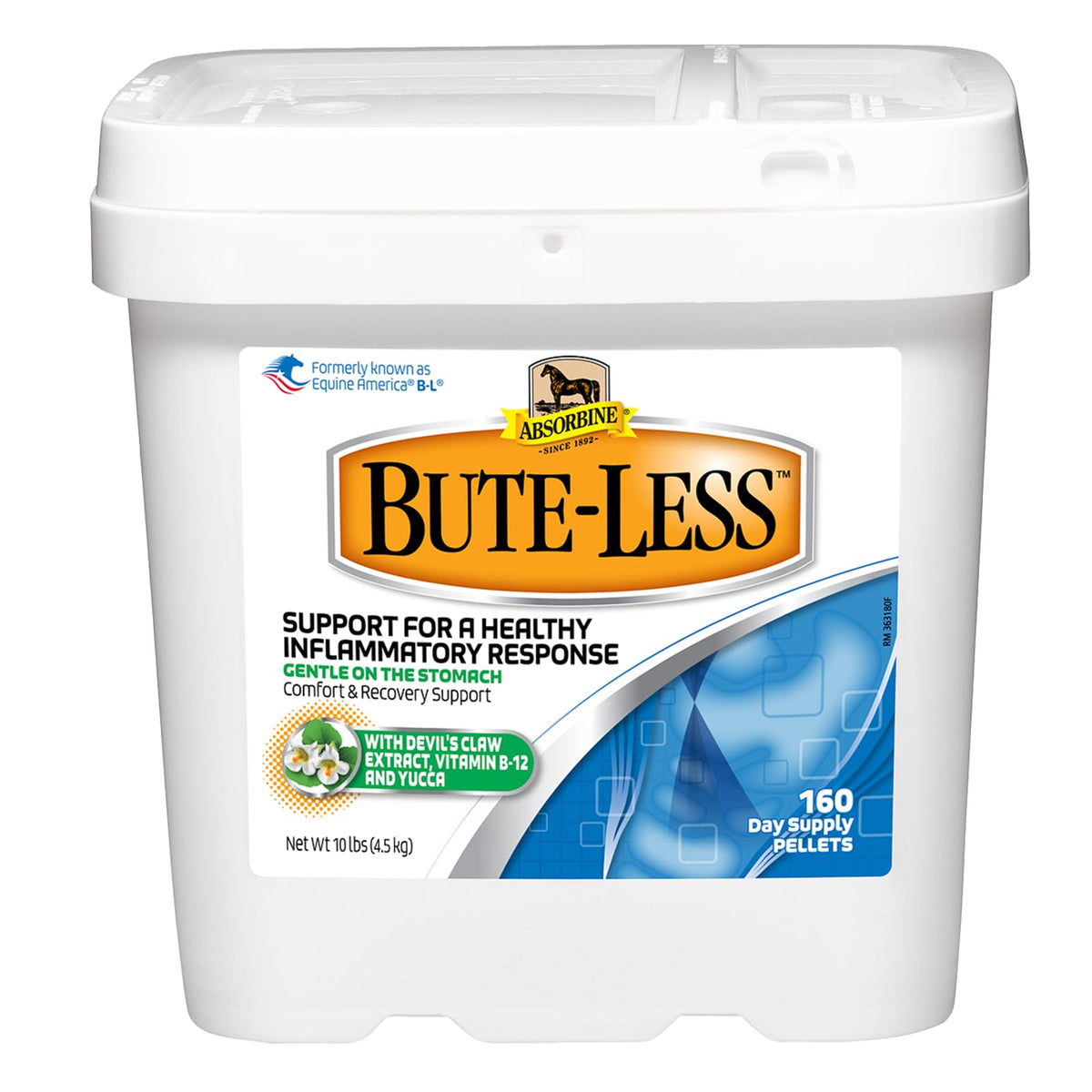 Absorbine Bute-Less: presentación de 10 lb para uso diario en caballos.