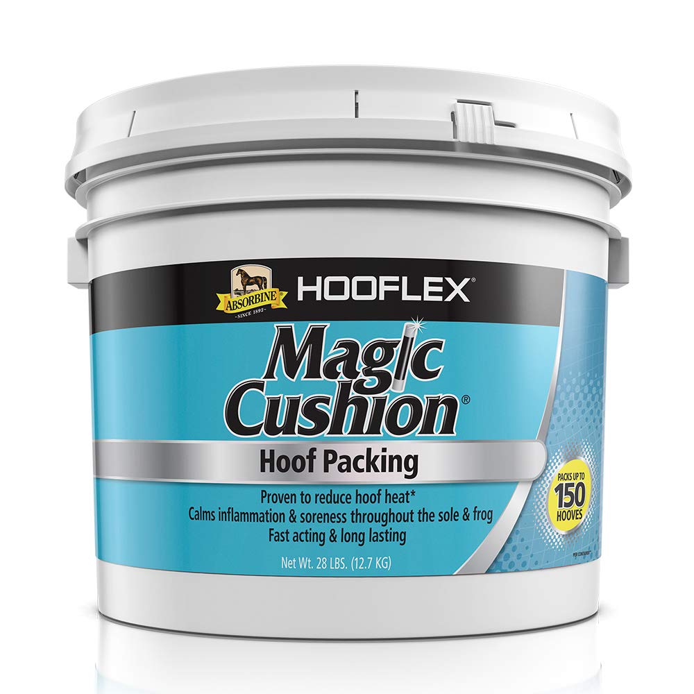Absorbine Hooflex Cojin Mágico en tarrina de 28 lb para uso veterinario.