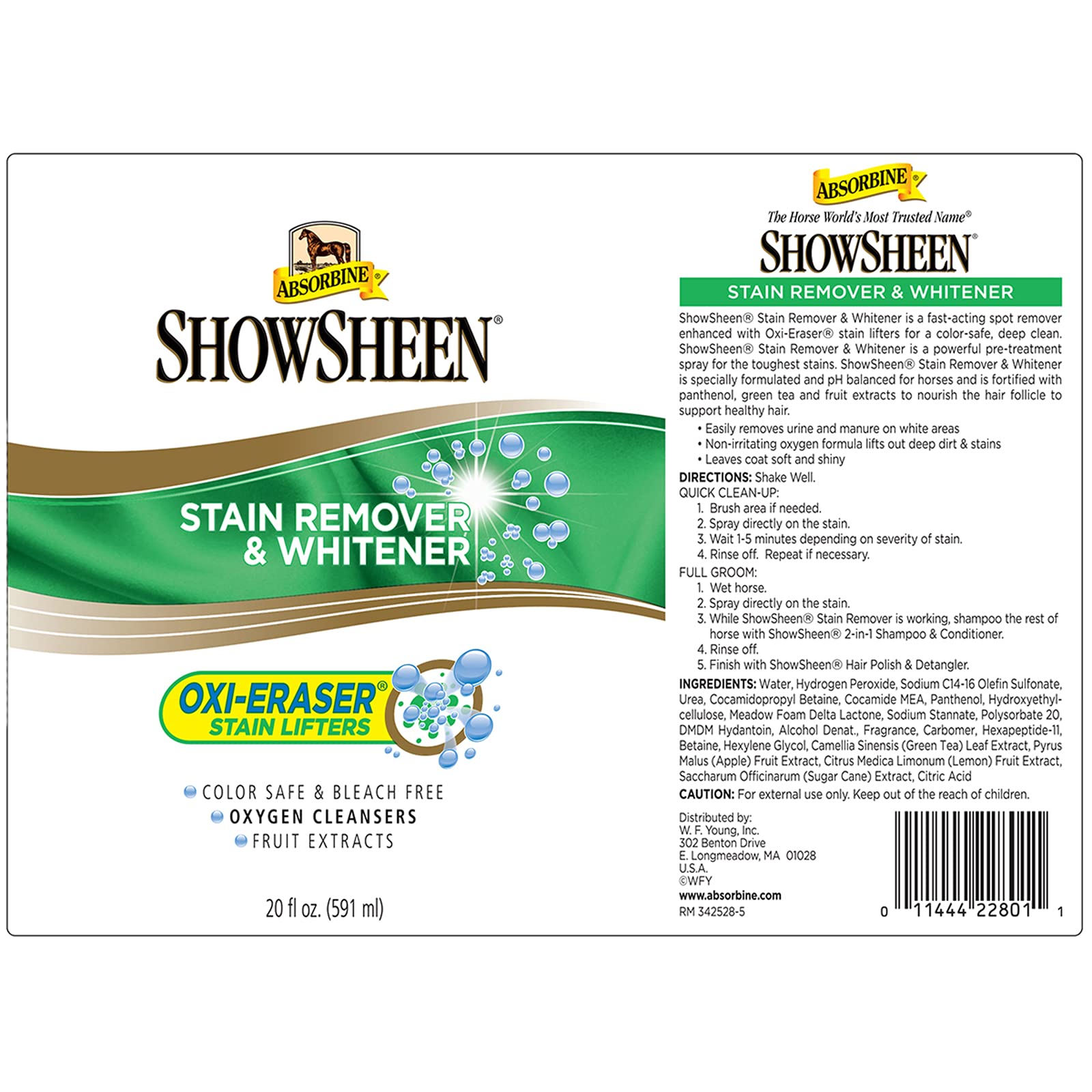 Absorbine ShowSheen blanquea marcas blancas de forma suave.