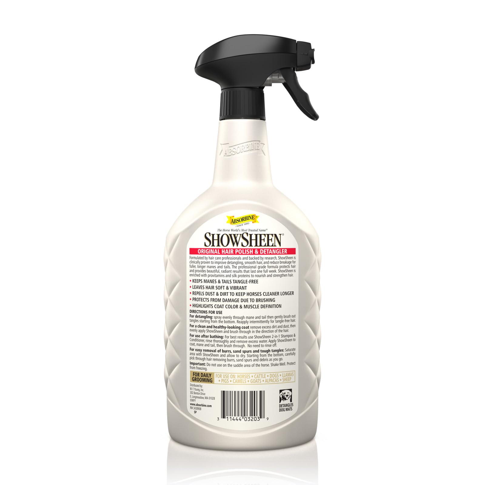 Absorbine ShowSheen nutre con pro vitamínas y seda para fortalecer el pelaje