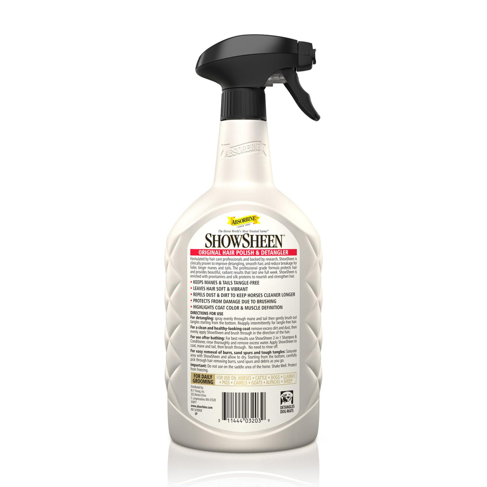 Absorbine ShowSheen nutre con pro vitamínas y seda para fortalecer el pelaje