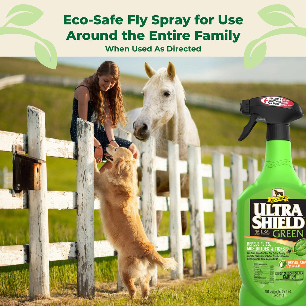 Absorbine UltraShield Green, aplicación en perro para protección diaria y segura.