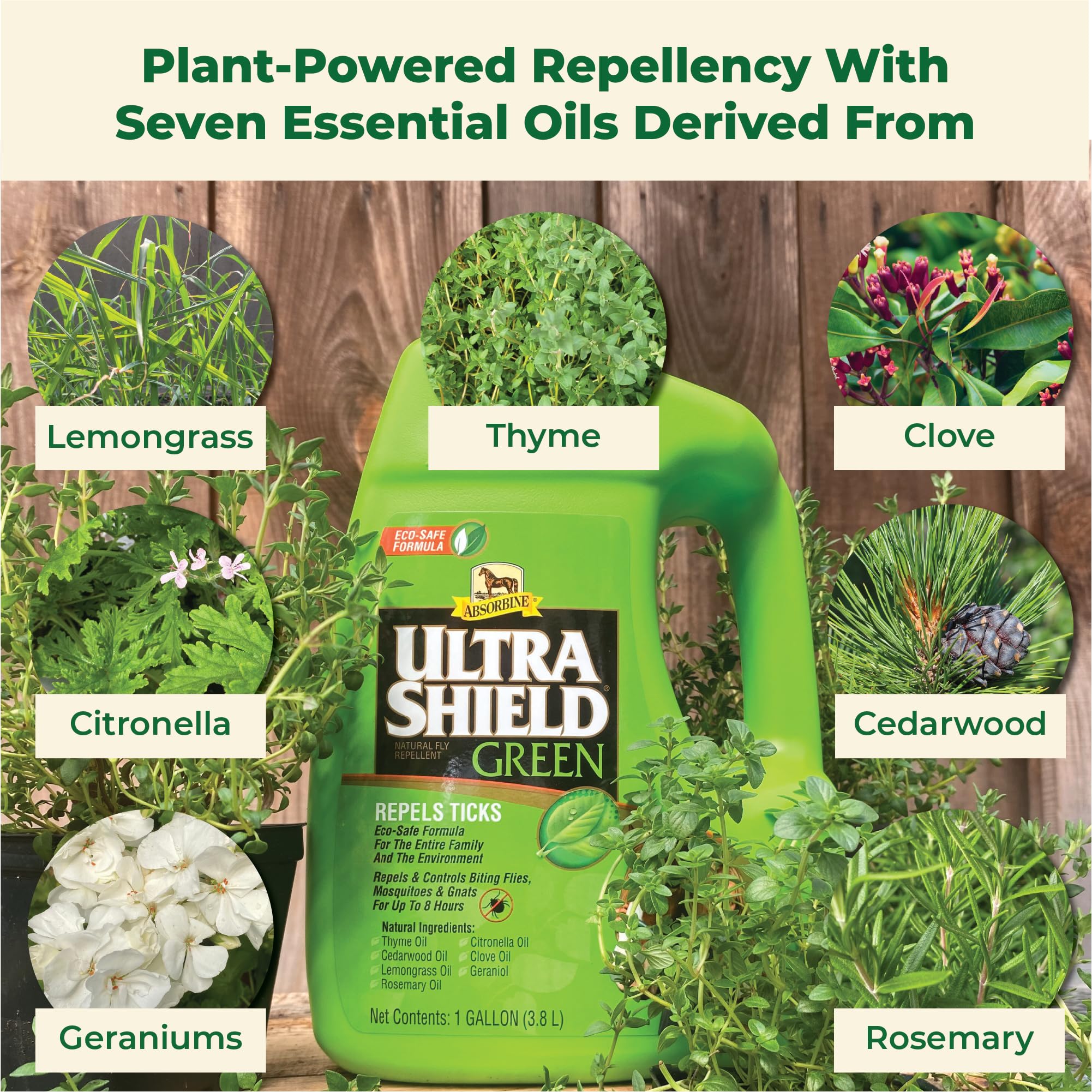 Absorbine UltraShield Green, aroma botánico suave para una sensación fresca.