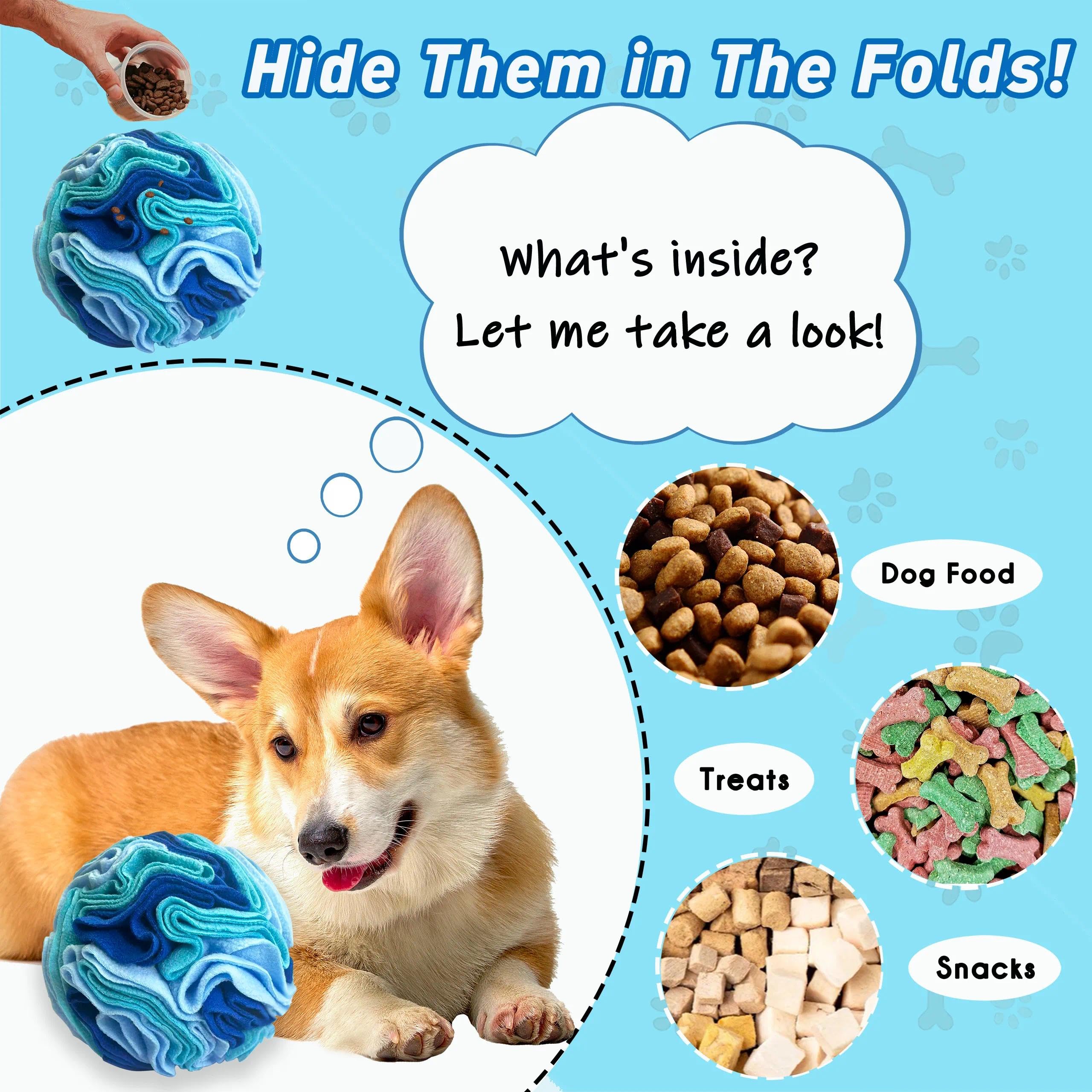 ABUUL ABULL bola-snuffle 3.9, azul: lleno de kibble para exploración