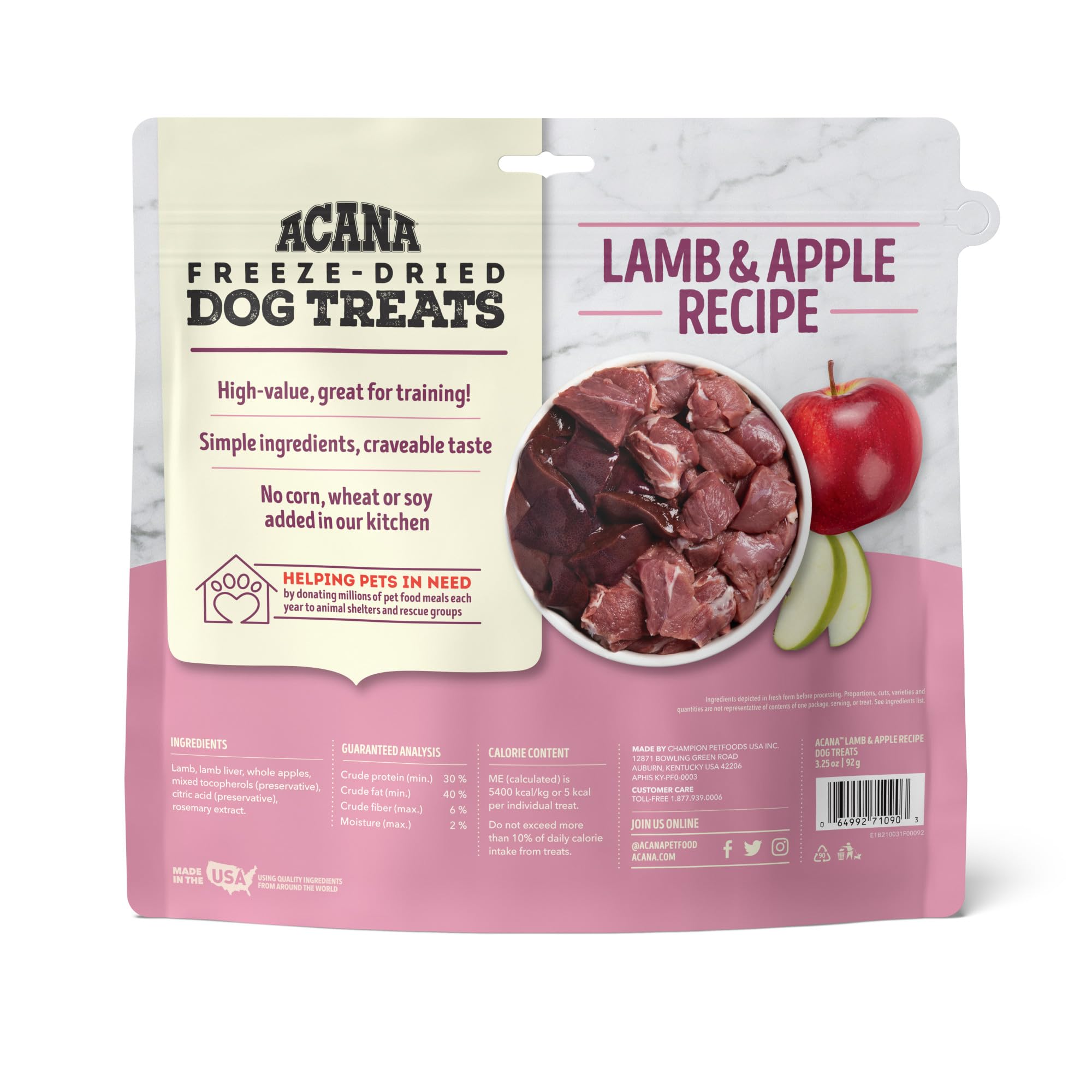 ACANA Singles, ingredientes simples: cordero, hígado y manzana para perros.