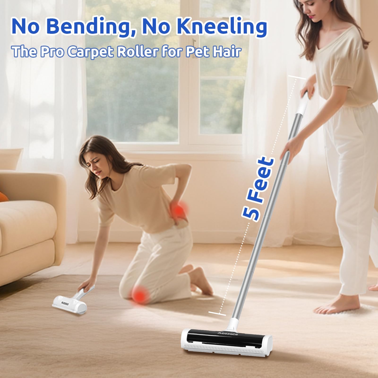 ACE2ACE A3 Pro pelo incrustado en alfombras se elimina con facilidad.