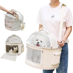 Acesolid transportin redondo para mascotas, favorece libertad de movimiento durante el viaje