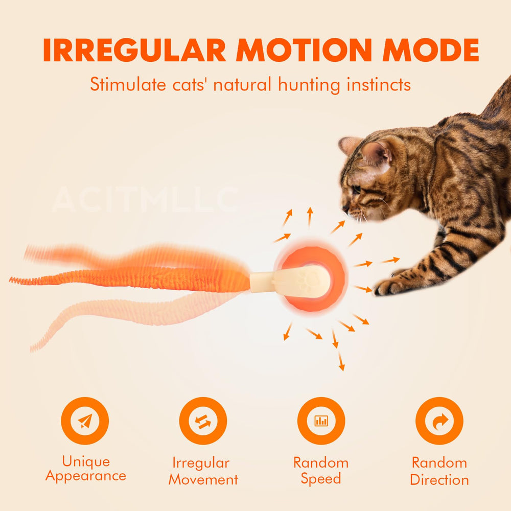 ACITMLLC bola interactiva lateral naranja, movimiento impredecible para mantener a las mascotas entretenidas.