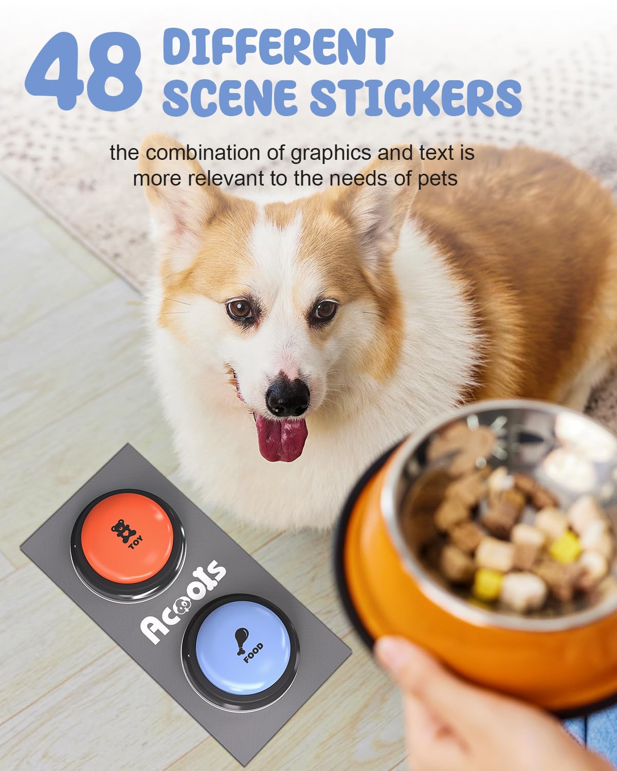Botones de perro Acools con colores vivos para entrenamiento visual.