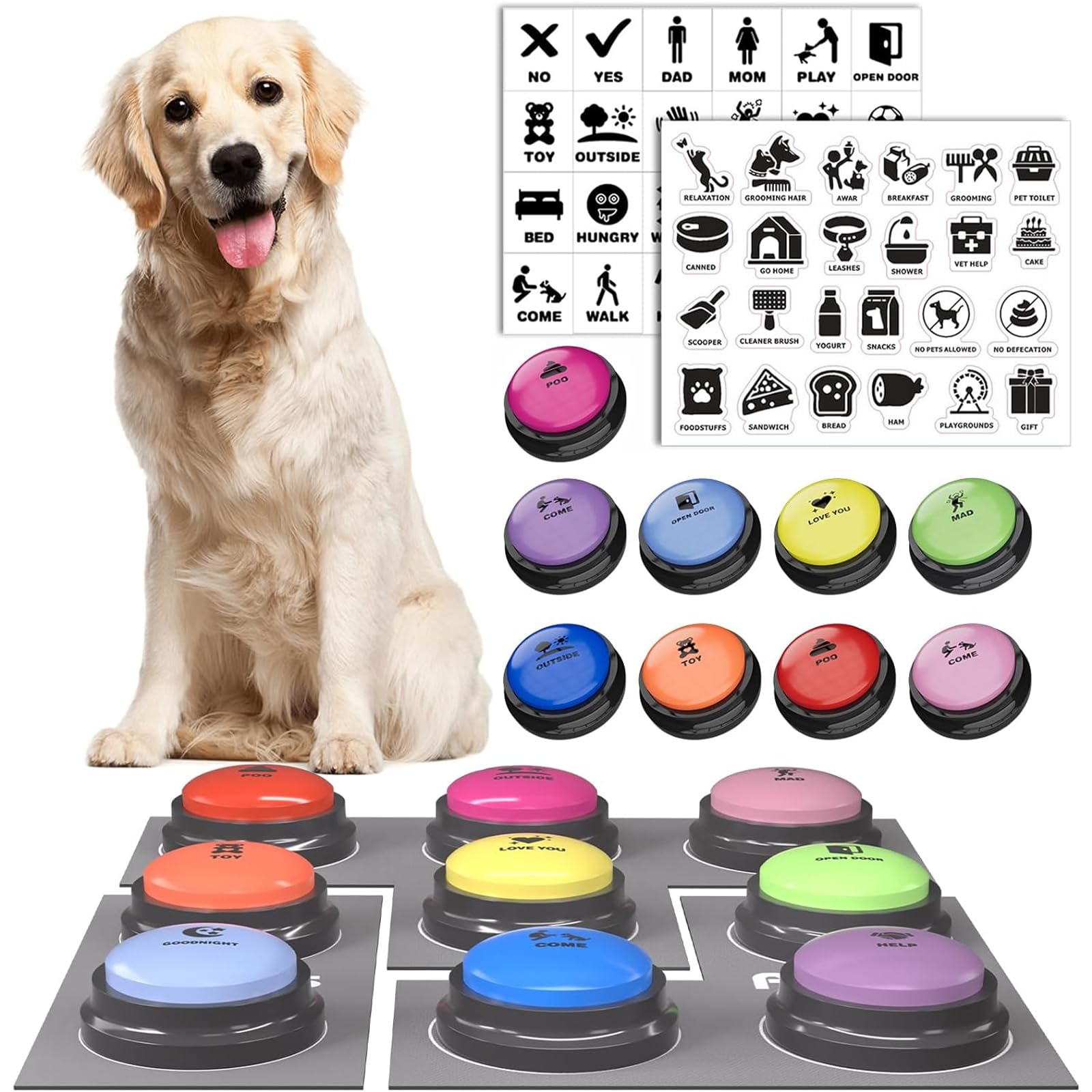 Botones para perros Acools con 9 opciones para comunicación clara.